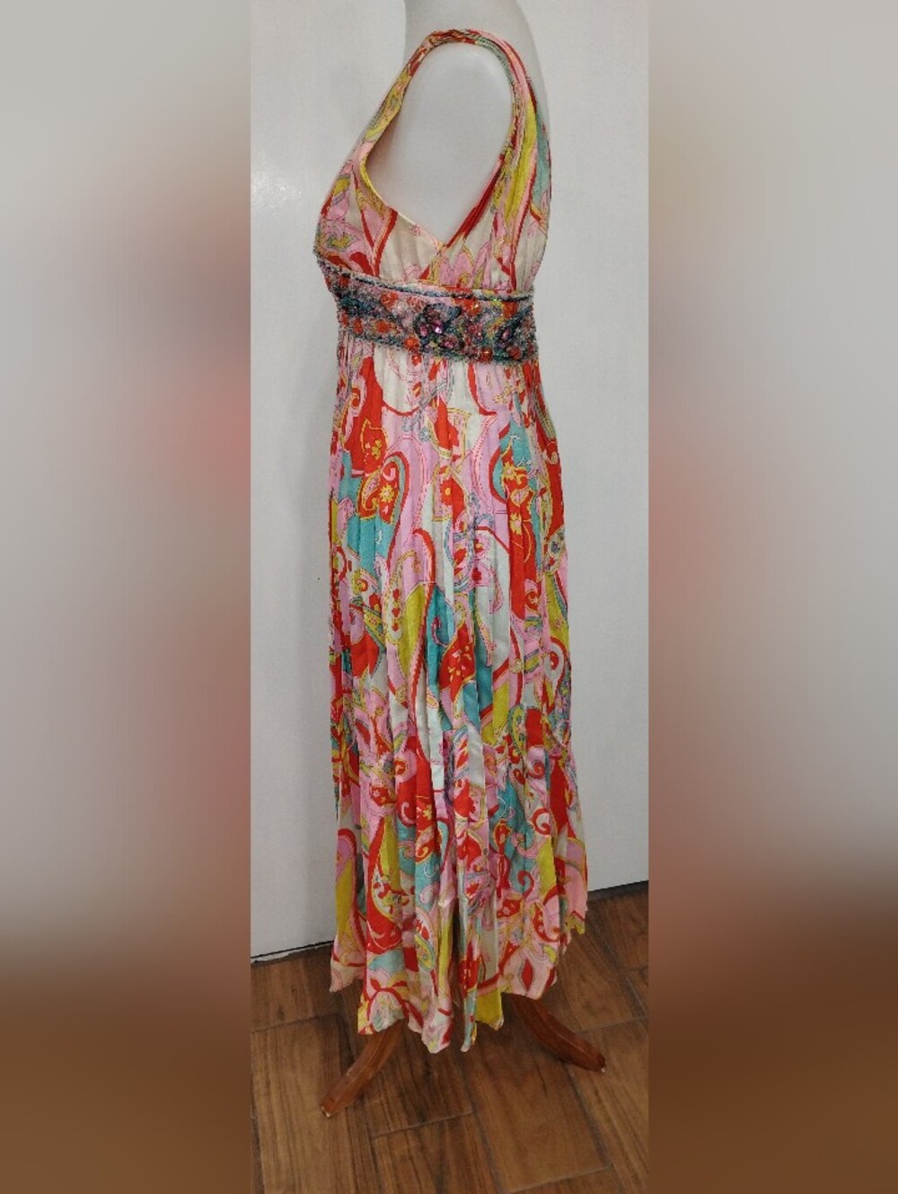 UPCYCLED VINTAGE BEADED PSYCHEDELIC DRESS - Picture 6 of 14